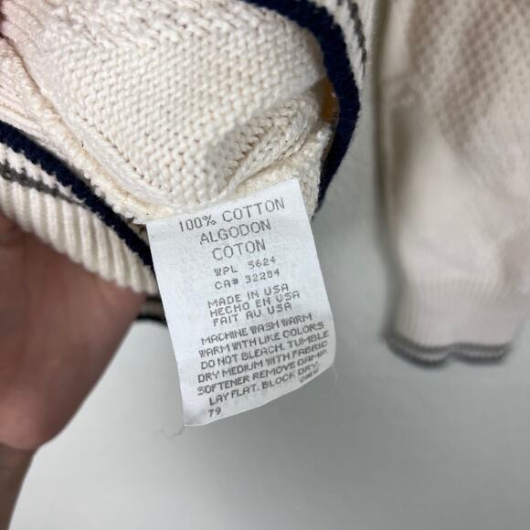 Vintage Shenandoah Golf Sweater L Cream Cable Knit Pullover Made in USA Preppy - Picture 7 of 7